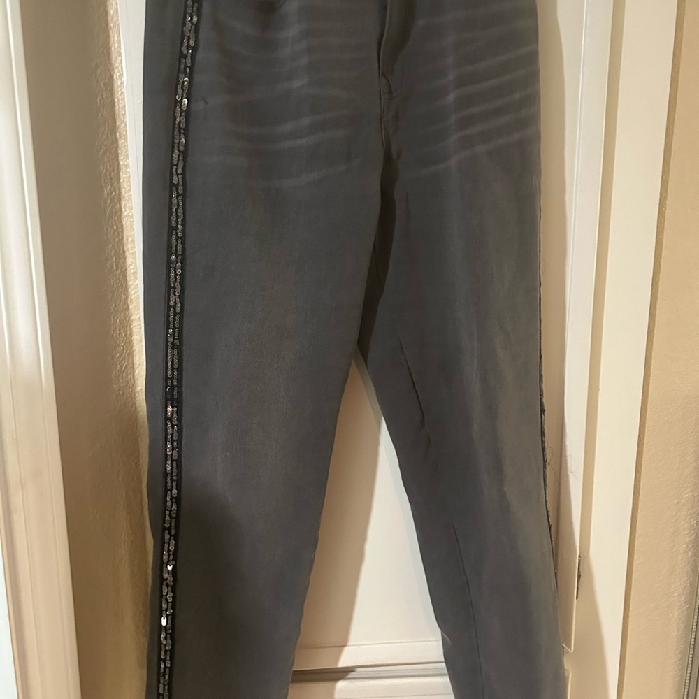 Gray Pants with Sequin Side Stripes by DG2